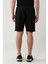 Erkek Siyah Yandan Cepli Örme Pamuklu 2 İplik Günlük Relaxed Fit Şort E003602 8