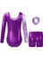 Pembe Mor Kız Çocuk Cimnastik Jimnastik Mayosu Cimnastik Şortu Toka 3 Lü Set 2