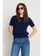 Lacivert Bisiklet Yaka Kısa Kollu Triko 2
