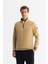 Erkek Bej Dik Yaka Fermuarlı Soft Touch Polar Regular Fit Sweatshirt E001068 6