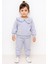 Kız Çocuk Fırfır Yaka 3 Iplik Şardonlu Eşofman Takımı – Lila 10713 4