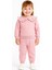 Kız Çocuk Fırfır Yaka 3 Iplik Şardonlu Eşofman Takımı – Pembe 10713 4