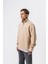 Erkek Respire Yazı Detaylı Yarım Fermuarlı Basic Sweatshirt Bej 2