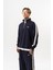 Erkek Pis Dikiş Detaylı Yarım Fermuarlı Diagonel Sweatshirt Lacivert 1