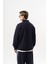 Erkek Pis Dikiş Detaylı Yarım Fermuarlı Diagonel Sweatshirt Lacivert 3
