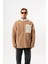 Erkek Zip Oversize Teddy Ceket Kahve 1