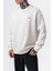 Erkek Respire Yazı Detaylı Basic Oversize Sweatshirt Ekru 4
