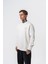 Erkek Respire Yazı Detaylı Basic Oversize Sweatshirt Ekru 2