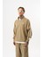 Erkek Pis Dikiş Detaylı Yarım Fermuarlı Diagonel Sweatshirt Haki 1