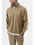 Erkek Pis Dikiş Detaylı Yarım Fermuarlı Diagonel Sweatshirt Haki 4