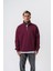 Erkek Respire Yazı Detaylı Yarım Fermuarlı Basic Sweatshirt Vişne 1