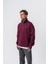 Erkek Respire Yazı Detaylı Yarım Fermuarlı Basic Sweatshirt Vişne 2
