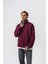 Erkek Respire Yazı Detaylı Yarım Fermuarlı Basic Sweatshirt Vişne 4
