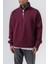 Erkek Respire Yazı Detaylı Yarım Fermuarlı Basic Sweatshirt Vişne 5