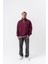 Erkek Respire Yazı Detaylı Yarım Fermuarlı Basic Sweatshirt Vişne 6