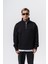 Erkek Respire Yazı Detaylı Yarım Fermuarlı Basic Sweatshirt Siyah 1