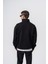 Erkek Respire Yazı Detaylı Yarım Fermuarlı Basic Sweatshirt Siyah 3