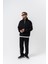 Erkek Respire Yazı Detaylı Yarım Fermuarlı Basic Sweatshirt Siyah 5