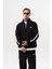 Erkek Pis Dikiş Detaylı Yarım Fermuarlı Diagonel Sweatshirt Siyah 1