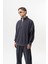 Erkek Pis Dikiş Detaylı Yarım Fermuarlı Diagonel Sweatshirt Füme 2