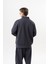 Erkek Pis Dikiş Detaylı Yarım Fermuarlı Diagonel Sweatshirt Füme 3