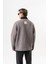 Erkek Zip Oversize Teddy Ceket Gri 3