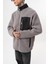 Erkek Zip Oversize Teddy Ceket Gri 4