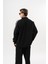 Erkek Şerit Detaylı Dik Yaka Doubleface Zip Oversize Sweatshirt Siyah 3