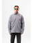 Erkek Zip Oversize Polar Ceket Gri 1
