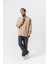 Erkek Respire Yazı Detaylı Yarım Fermuarlı Basic Sweatshirt Bej 6
