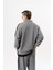 Erkek Pis Dikiş Detaylı Yarım Fermuarlı Diagonel Sweatshirt Gri 3