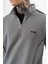 Erkek Pis Dikiş Detaylı Yarım Fermuarlı Diagonel Sweatshirt Gri 5