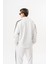 Erkek Şerit Detaylı Dik Yaka Doubleface Zip Oversize Sweatshirt Ekru 3