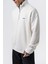 Erkek Respire Yazı Detaylı Yarım Fermuarlı Basic Sweatshirt Ekru 4