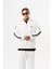 Erkek Pis Dikiş Detaylı Yarım Fermuarlı Diagonel Sweatshirt Ekru 1