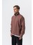 Erkek Respire Yazı Detaylı Yarım Fermuarlı Basic Sweatshirt Kakao 2