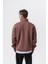 Erkek Respire Yazı Detaylı Yarım Fermuarlı Basic Sweatshirt Kakao 3