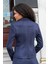 Hafif Likralı Süet Kumaş Flato Cepli Uzun Kol Kısa Blazer Ceket-Lacivert 6