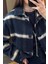 Ekose Desen Tüylü Bomber Mont- Lacivert 3