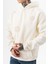 Erkek Süzene Nakış Detaylı Kapüşonlu Oversize Polar Hoodie Ekru 5