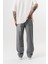Erkek Washed Baggy Pantolon Açık Gri 4