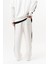 Erkek Pis Dikiş Detaylı Diagonel Baggy Eşofman Altı Ekru 4