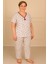 Kadın Desenli Biye Yakalı Kısa Kol Altı Uzun Penye Anne Pijama Takım 1
