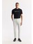 Erkek Kırık Beyaz Beli Lastikli Bi-Stretch Teknik Kumaş Slim Fit Pantolon A51Y3077 9