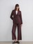 Lcw Vision Bordo Çizgili Beli Kuşaklı Kadın Blazer Ceket 2