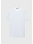 Beyaz Düz Bisiklet Yaka Pamuk Karışımlı T-Shirt 1