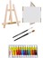 Şövale Mini+Tuval 25X35+ Academy Akrilik Boya Seti 12X12 Ml+Fırça Set 1