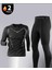 Erkek Fitness Seti Iki Parçalı Elastik Hızlı Kuruyan Uzun Kollu T-Shirt+ Tayt Pantalon , Erkek Spor Giyim 5