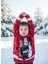 Yılbaşı Geyik Noel Baba ve Kardan Adam Desenli Kırmızı Çocuk Triko Kazak 1