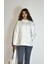 Kadın Kapüşonlu Kanguru Cepli Uzun Kol Oversize Sweatshirt 3